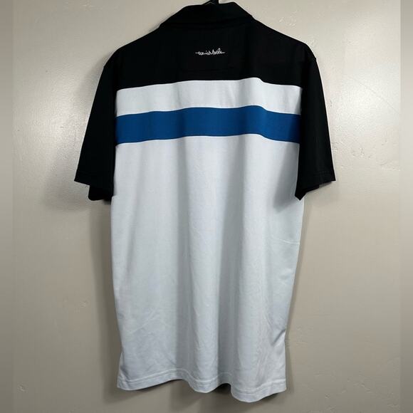Travis Mathew Men’s Short Sleeve Golf Polo Shirt Blue Black White Size Medium - Picture 2 of 6